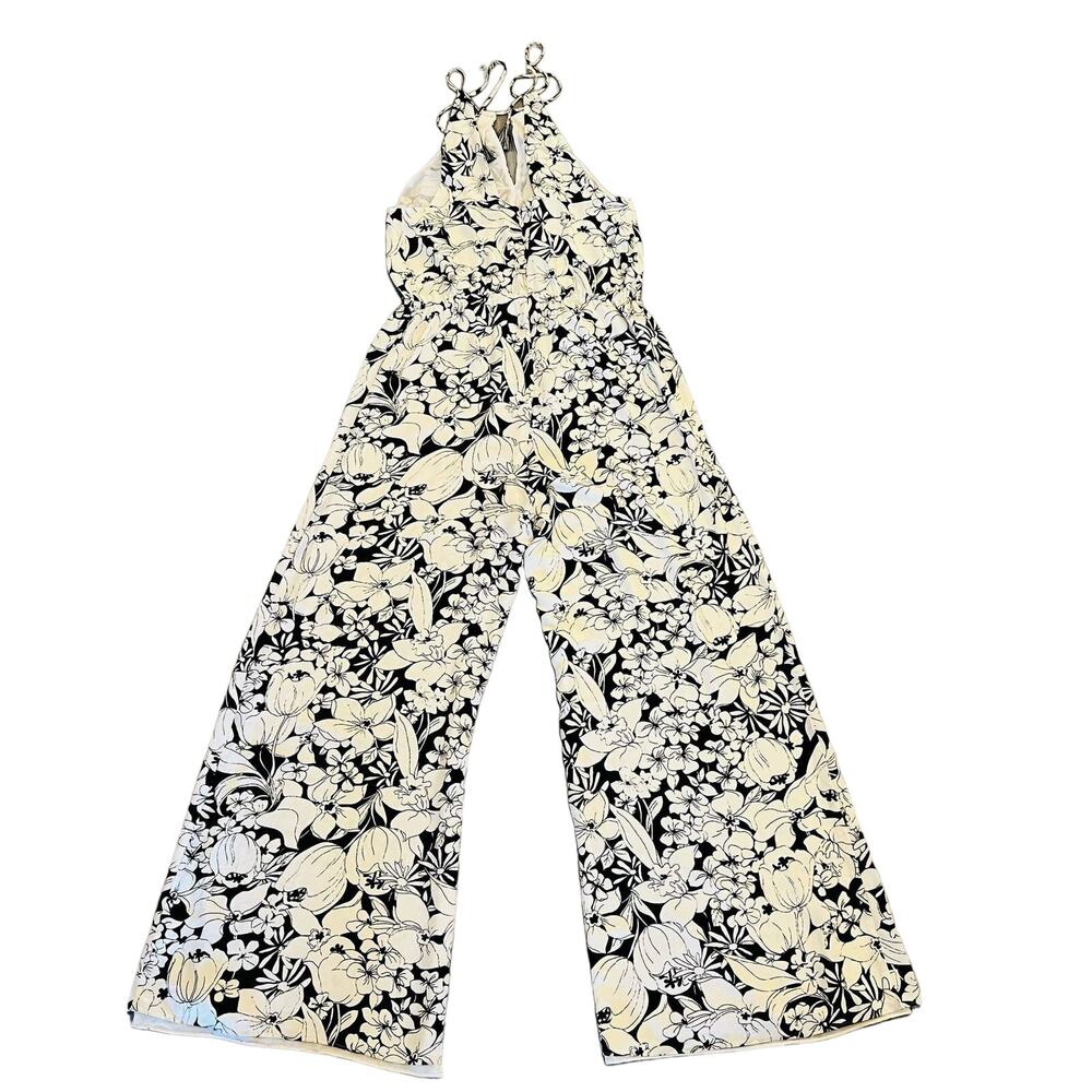 Anthropologie Elevenses Lilium Jumpsuit Medium 100% Silk Floral Wide Leg Floral - Picture 5 of 14
